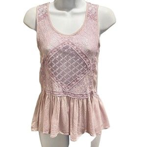 Rue 21 Rose Lilac S Peasant RUFFLE Lace Tank Top Boho y2K